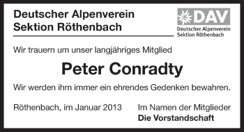 Traueranzeige von Peter Conradty von Pegnitz-Zeitung
